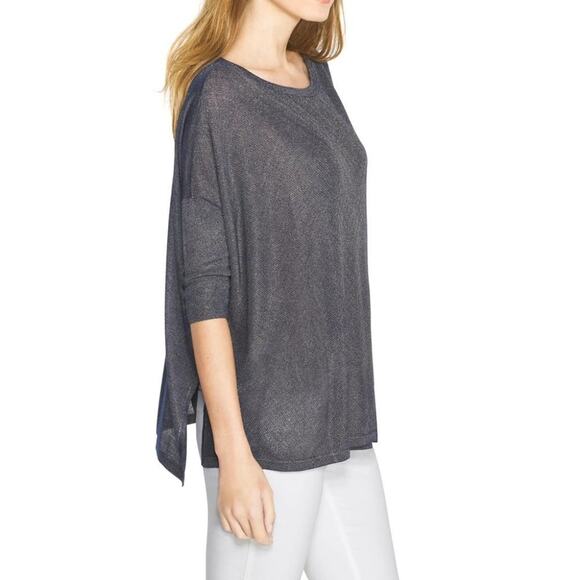 WHBM Boxy Layer Navy Shimmer Pullover Poncho Sweater Size XS (Runs Large)πβ¨π - Picture 2 of 16